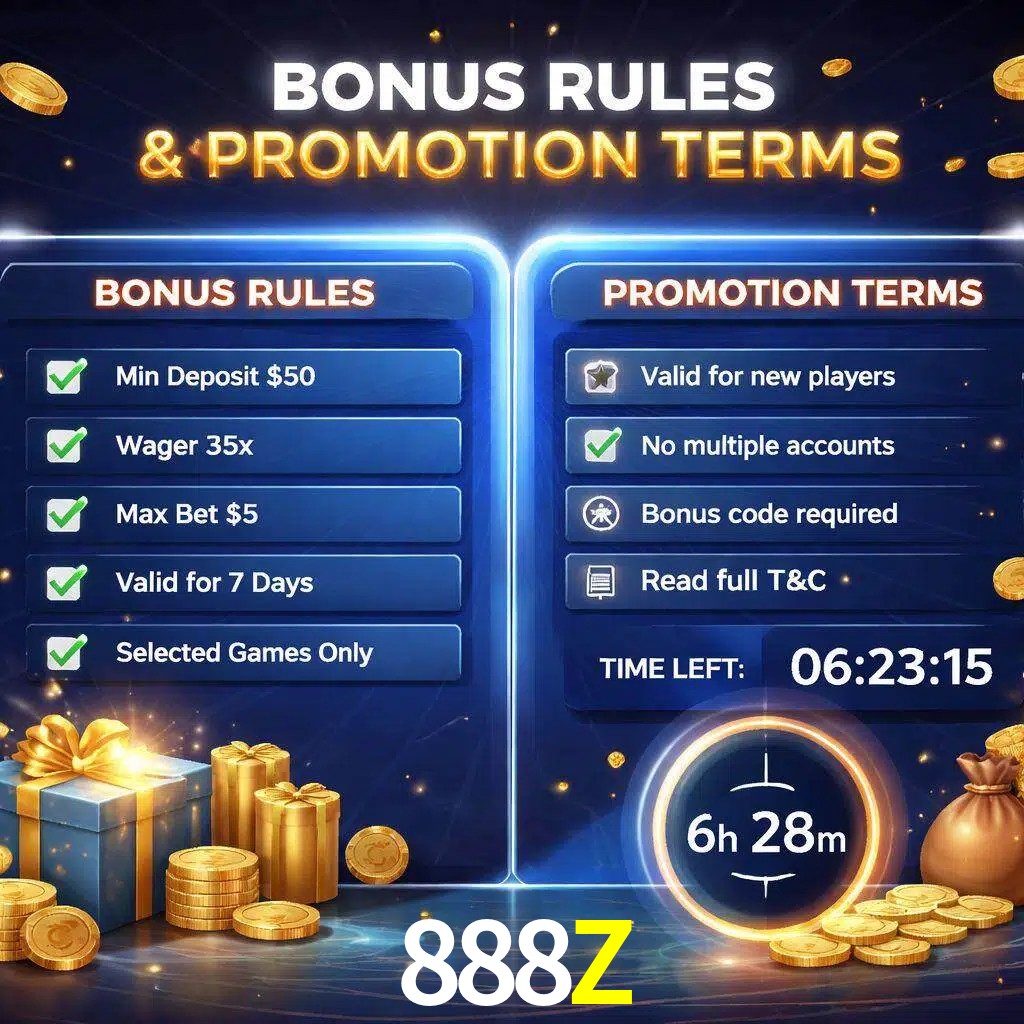 Reglas de promoción 888Z y condiciones de bonos explicadas visualmente